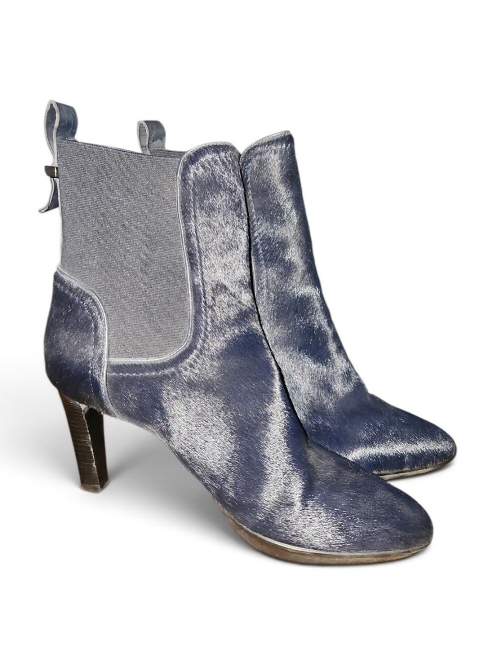 Aquatalia Blue Calf Hair Ankle Boots Sz 9.5